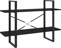 vidaXL - Boekenkast - met - 2 - schappen - 100x30x70 - cm - massief - grenenhout - zwart