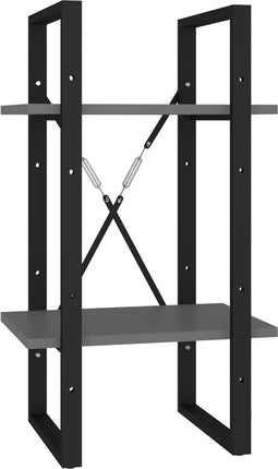 vidaXL - Boekenkast - met - 2 - schappen - 40x30x70 - cm - bewerkt - hout - grijs