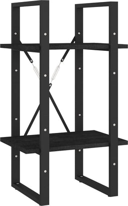 vidaXL - Boekenkast - met - 2 - schappen - 40x30x70 - cm - massief - grenenhout - zwart