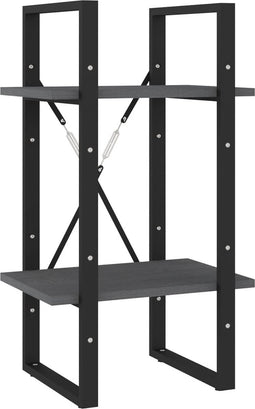 vidaXL - Boekenkast - met - 2 - schappen - 40x30x70 - cm - massief - grenenhout - grijs