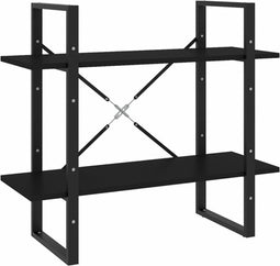 vidaXL - Boekenkast - met - 2 - schappen - 80x30x70 - cm - bewerkt - hout - zwart