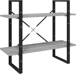 vidaXL - Boekenkast - met - 2 - schappen - 80x30x70 - cm - bewerkt - hout - grijs - sonoma