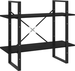 vidaXL - Boekenkast - met - 2 - schappen - 80x30x70 - cm - massief - grenenhout - zwart