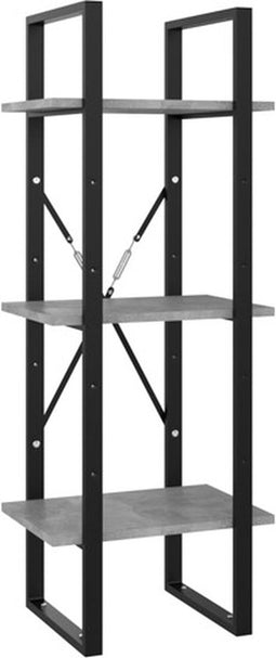 vidaXL - Boekenkast - met - 3 - schappen - 40x30x105 - cm - bewerkt - hout - betongrijs