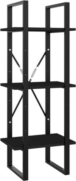 vidaXL - Boekenkast - met - 3 - schappen - 40x30x105 - cm - bewerkt - hout - zwart