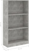 vidaXL - Boekenkast - met - 3 - schappen - 60x24x109 - cm - bewerkt - hout - betongrijs