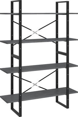 vidaXL - Boekenkast - met - 4 - schappen - 100x30x140 - cm - grenenhout - grijs