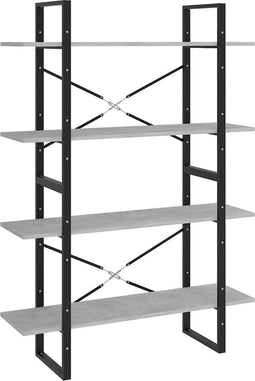 vidaXL - Boekenkast - met - 4 - schappen - 40x24x142 - cm - bewerkt - hout - betongrijs