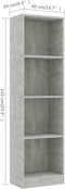 vidaXL - Boekenkast - met - 4 - schappen - 40x24x142 - cm - bewerkt - hout - betongrijs