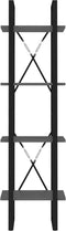 vidaXL - Boekenkast - met - 4 - schappen - 40x30x140 - cm - bewerkt - hout - grijs