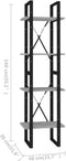 vidaXL - Boekenkast - met - 4 - schappen - 40x30x140 - cm - bewerkt - hout - betongrijs