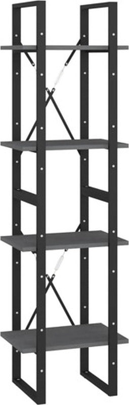 vidaXL - Boekenkast - met - 4 - schappen - 40x30x140 - cm - massief - grenenhout - grijs