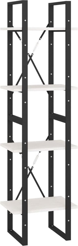 vidaXL - Boekenkast - met - 4 - schappen - 40x30x140 - cm - massief - grenenhout - wit