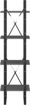 vidaXL - Boekenkast - met - 4 - schappen - 40x30x140 - cm - massief - grenenhout - grijs