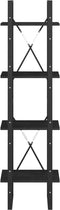 vidaXL - Boekenkast - met - 4 - schappen - 40x30x140 - cm - massief - grenenhout - zwart