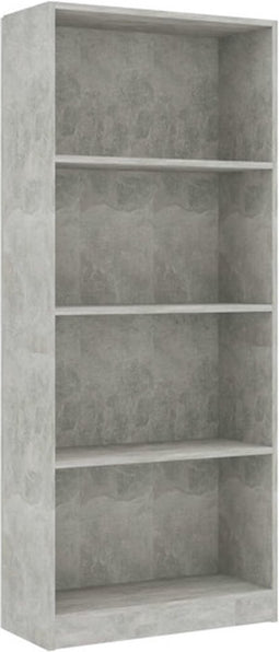 vidaXL - Boekenkast - met - 4 - schappen - 60x24x142 - cm - bewerkt - hout - betongrijs