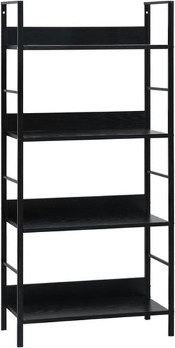 vidaXL - Boekenkast - met - 4 - schappen - 60x27,6x90,5 - cm - bewerkt - hout - zwart