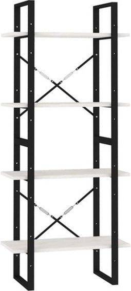 vidaXL - Boekenkast - met - 4 - schappen - 60x30x140 - cm - massief - grenenhout - wit