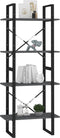 vidaXL - Boekenkast - met - 4 - schappen - 60x30x140 - cm - massief - grenenhout - grijs