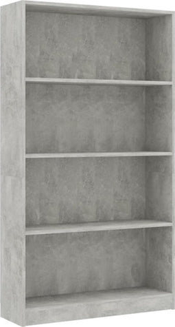 vidaXL - Boekenkast - met - 4 - schappen - 80x24x142 - cm - bewerkt - hout - betongrijs