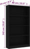 vidaXL - Boekenkast - met - 4 - schappen - 80x24x142 - cm - bewerkt - hout - zwart