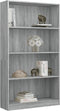 vidaXL - Boekenkast - met - 4 - schappen - 80x24x142 - cm - bewerkt - hout - grijs