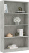 vidaXL - Boekenkast - met - 4 - schappen - 80x24x142 - cm - bewerkt - hout - betongrijs