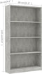 vidaXL - Boekenkast - met - 4 - schappen - 80x24x142 - cm - bewerkt - hout - betongrijs