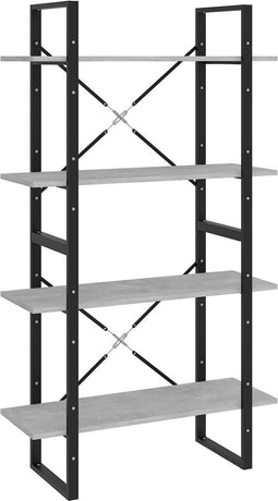 vidaXL - Boekenkast - met - 4 - schappen - 80x30x140 - cm - bewerkt - hout - betongrijs