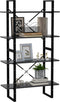 vidaXL - Boekenkast - met - 4 - schappen - 80x30x140 - cm - bewerkt - hout - grijs