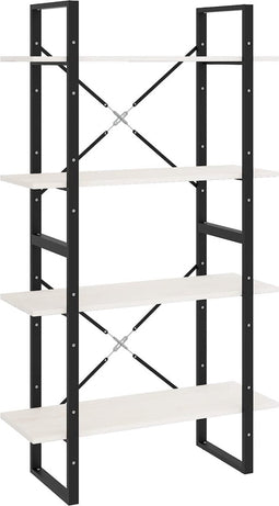 vidaXL - Boekenkast - met - 4 - schappen - 80x30x140 - cm - massief - grenenhout - wit