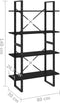vidaXL - Boekenkast - met - 4 - schappen - 80x30x140 - cm - massief - grenenhout - zwart