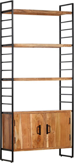 vidaXL - Boekenkast - met - 4 - schappen - 80x30x180 - cm - massief - acaciahout