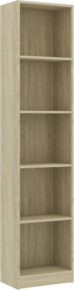 vidaXL - Boekenkast - met - 5 - schappen - 40x24x175 - cm - bewerkt - hout - sonoma - eik