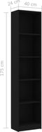 vidaXL - Boekenkast - met - 5 - schappen - 40x24x175 - cm - bewerkt - hout - zwart