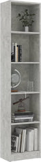 vidaXL - Boekenkast - met - 5 - schappen - 40x24x175 - cm - bewerkt - hout - betongrijs