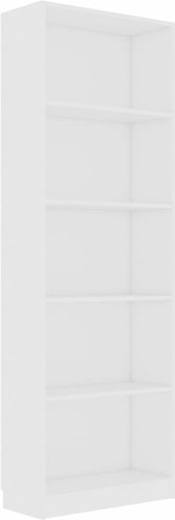 vidaXL - Boekenkast - met - 5 - schappen - 60x24x175 - cm - bewerkt - hout - wit