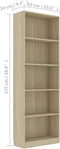 vidaXL - Boekenkast - met - 5 - schappen - 60x24x175 - cm - bewerkt - hout - sonoma - eik