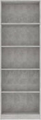 vidaXL - Boekenkast - met - 5 - schappen - 60x24x175 - cm - bewerkt - hout - betongrijs