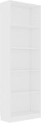 vidaXL - Boekenkast - met - 5 - schappen - 60x24x175 - cm - bewerkt - hout - wit