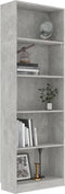 vidaXL - Boekenkast - met - 5 - schappen - 60x24x175 - cm - bewerkt - hout - betongrijs