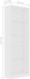vidaXL - Boekenkast - met - 5 - schappen - 60x24x175 - cm - bewerkt - hout - wit
