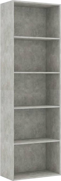 vidaXL - Boekenkast - met - 5 - schappen - 60x30x189 - cm - bewerkt - hout - betongrijs