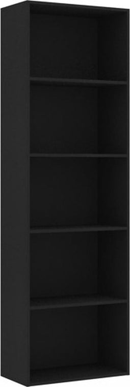 vidaXL - Boekenkast - met - 5 - schappen - 60x30x189 - cm - bewerkt - hout - zwart