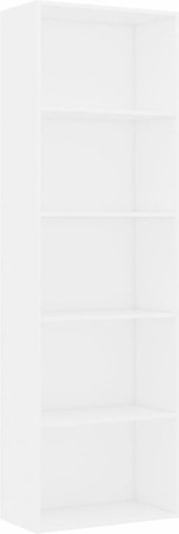 vidaXL - Boekenkast - met - 5 - schappen - 60x30x189 - cm - bewerkt - hout - wit