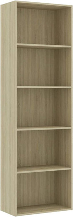 vidaXL - Boekenkast - met - 5 - schappen - 60x30x189cm - bewerkt - hout - sonoma - eiken