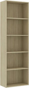 vidaXL - Boekenkast - met - 5 - schappen - 60x30x189cm - bewerkt - hout - sonoma - eiken