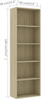 vidaXL - Boekenkast - met - 5 - schappen - 60x30x189cm - bewerkt - hout - sonoma - eiken