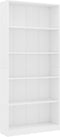 vidaXL - Boekenkast - met - 5 - schappen - 80x24x175 - cm - bewerkt - hout - wit