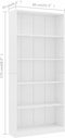 vidaXL - Boekenkast - met - 5 - schappen - 80x24x175 - cm - bewerkt - hout - wit